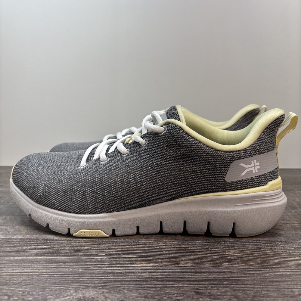 Kuru Flex Via Women's 9.5 Wide Sneaker Dove Gray Lime Mesh Lace Up Shoe Running